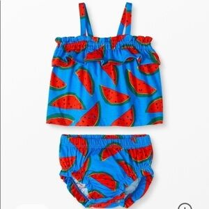 Hanna Andersson Baby Top & Bubble Short Set Watermelon Print Size 18-24 Months